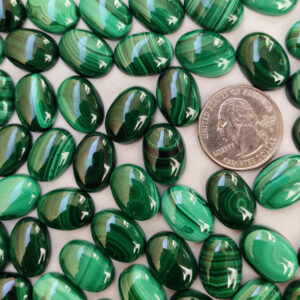 13x18mm Malachite Oval Cabochon, Natural Malachite Calibrated MM Malachite Beads AAA Grade Flatback Stones for Jewelry