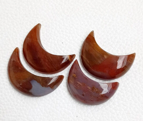 Agate Moon, Crescent Moon, Plume Agate Cabochon, Natural Agate Moon Beads, Agate Crystal Moons for Wirewrap Pendants, Rings jewelry Stone