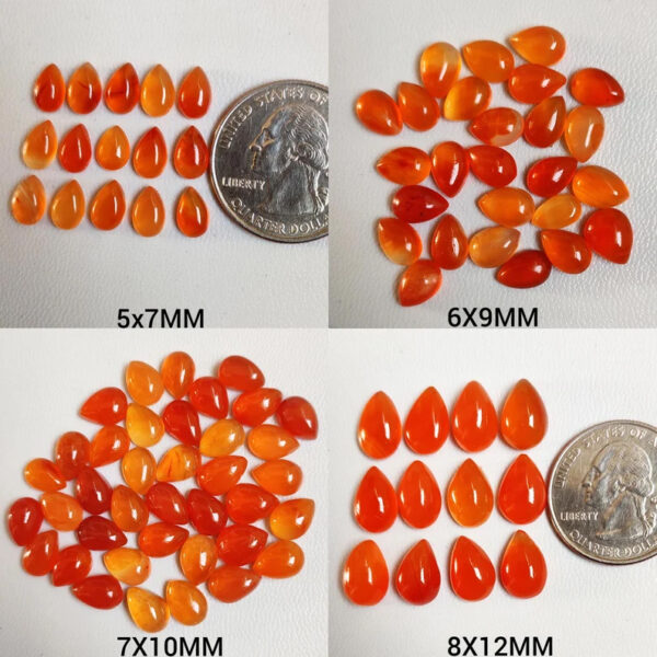 Carnelian Pear Calibrated MM Stone, Carnelian Teardrop Cabochon, 01 Carnelian Beads, Carnelian Jewelry Stone 5x7mm, 6x9mm, 7x10mm, 8x12mm